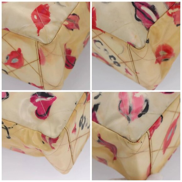 CHANEL Matelasse Chain COCO Mark Lip Tote Bag Vinyl Red CC Auth yk17404 - Picture 14 of 16